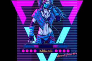 Девушка диджей. Вектор