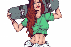 Девушка скейтер. вектор