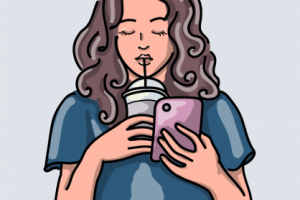 векторное изображение девушки с телефоном