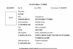 ПЕРЕВОД ПАСПОРТА С ТУРЕЦКОГО НА РУССКИЙ