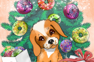 Новогодняя открытка для Донатс-кафе