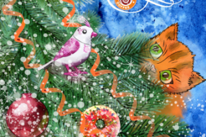 Новогодняя открытка для Донатс-кафе