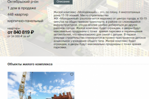 Наполнение сайта о недвижимости