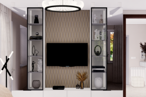 Дизайн-проект дома 1 этажа. Гостиная