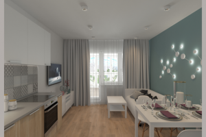 Типовая двухкомнатная квартира. Кухня-гостиная