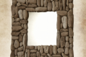 Зеркало. Сосновая кора обкатанная морем, патина