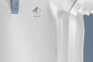 Дизайн футболки поло для компании HELLAS
