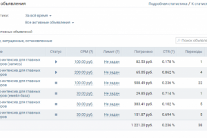 Пример работы по настройке таргетинговой рекламы 1