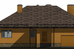 1-этажный жилой дом с гаражом.