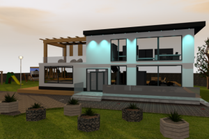 Экстерьер дома (сумерки)