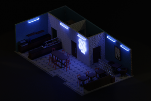 Русское неон кафе.