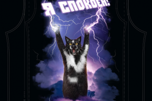 Принт на футболку Кот с молниями