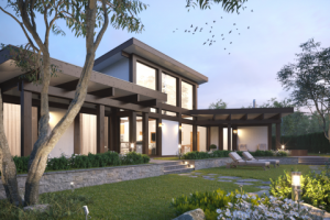 3D Визуализация  современного дома в стиле фахверк