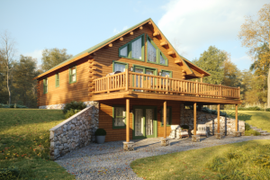 3d визуализация деревянного бревенчатого дома