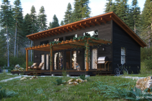 3D Визуализация современного деревянного дома