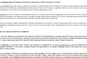 Justin Stebbing express his opinion about flowers that help us r