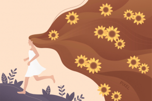 Девушка с подсолнухами