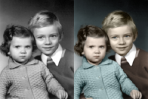 Раскрашивание ч/б фото "Дети"