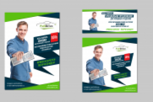 группа рекламных баннеров и листовка