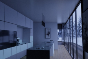 Интерьер кухни в загородном доме.