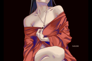 Иллюстрация девушки в красном