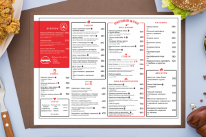 Меню для ресторана Печка Бар