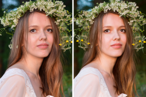 Ретушь кожи до/после