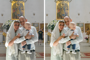 Ретушь заднего фона до/после