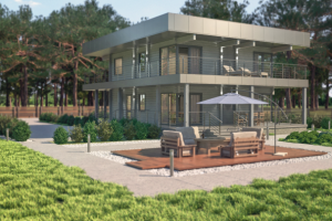 Дом в стиле хай-тек из клеёного бруса г. Владимир