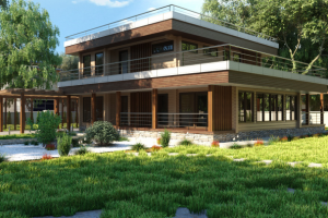 Дом в стиле хай-тек из клеёного бруса г. Иваново.