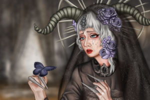 Иллюстрация с необычной девушкой