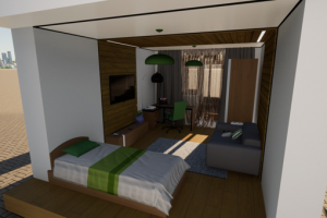 Дизайн интерьера комнаты с балконом