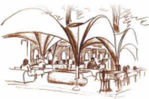 Серия графики для меню кафе Сад "Сад Эрмитаж".