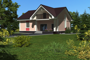 Одноэтажный коттедж с мансардой