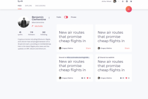 Вёрстка главного экрана социальной сети