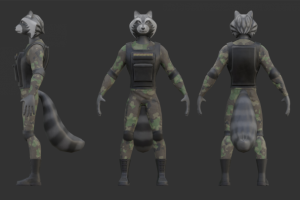 3D модель "Военный Енот"