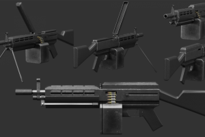 3D модель стилизованного ручного пулемета
