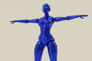 Blue robot woman