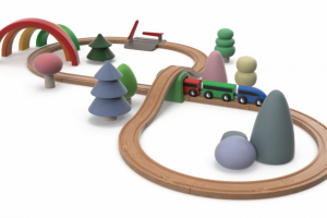 3d model wooden train.