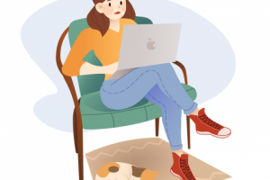 Девушка за ноутбуком