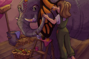 иллюстрация Девочка и слон