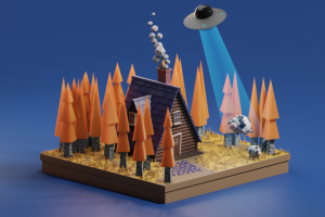 Low-poly композиция по учебному курсу.