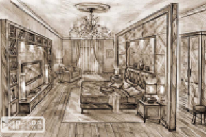 рисунок интерьера