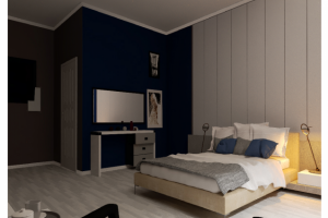 Спальня. Разработка интерьера 4-х комнатной квартиры.