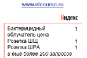 Электрокурс - продвижение веб сайта в Яндексе