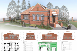 Проект дома из кирпича (130 м.кв.)