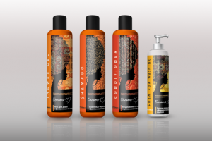 разработка этикеток серии по уходу за волосами с африканским чер