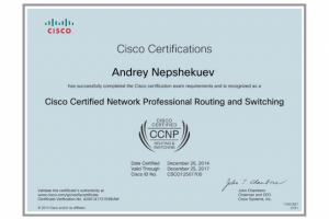 Сертификат Cisco CCNP Routing and Switching