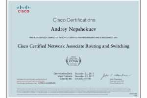 Сертификат Cisco CCNA Routing and Switching
