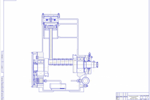 Продольный разрез холодильного поршневого компрессора